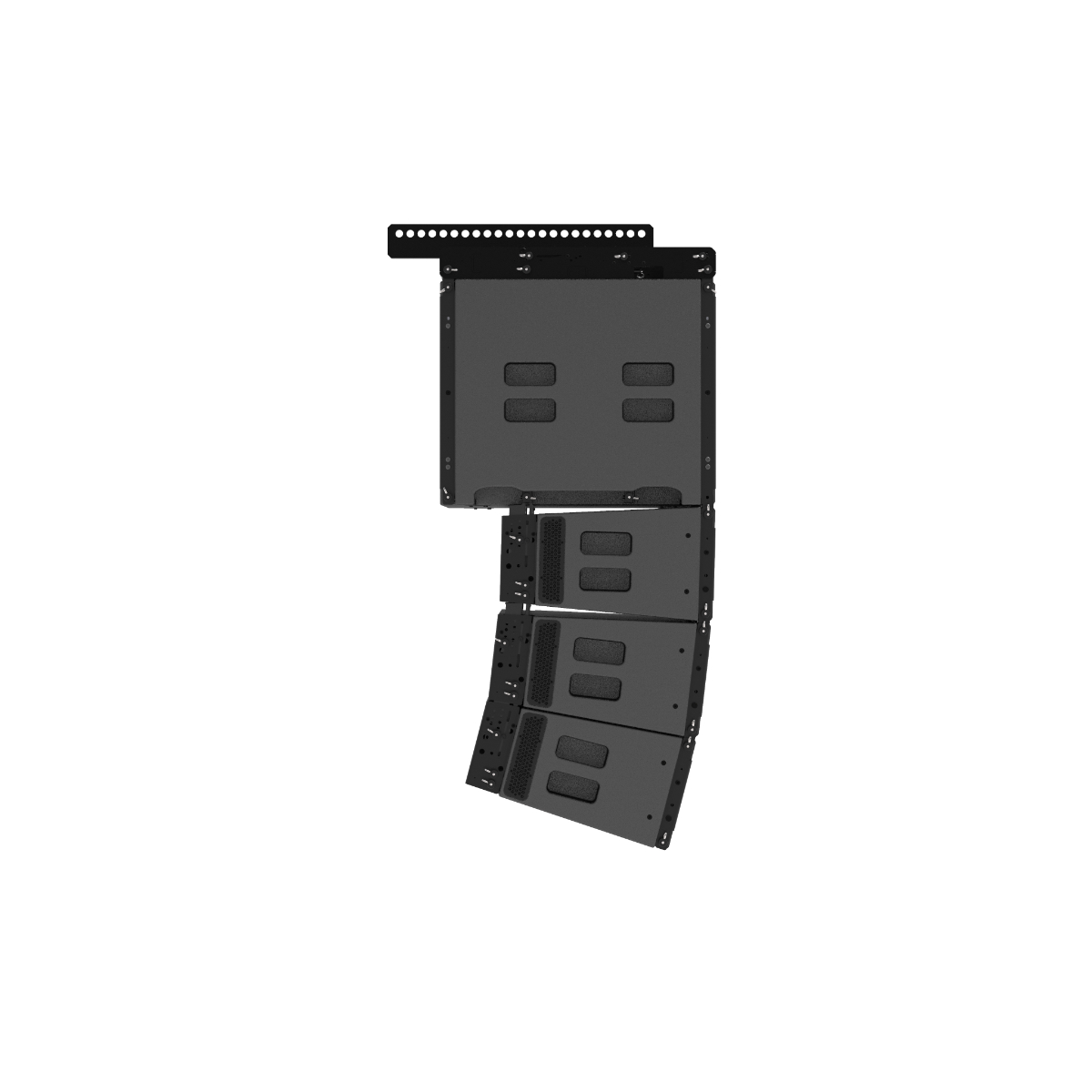 AUDIOFOCUS ELIZ 210 line array flown with 118S subwoofer