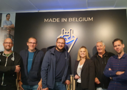 AUDIOFOCUS CEO Ann Leroy with Audio Acoustics team members at AUDIOFOCUS HQ in Achêne, Belgium. From left to right: Erik Mertens, Sjoerd Wierda, Jorg de Haan, Ann Leroy, Wilbert Montens, Dico ter Maten.