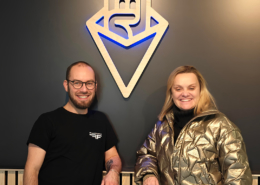 Sequoia Audio Belux sales manager Fabien Pynaert with AUDIOFOCUS CEO Ann Leroy at AUDIOFOCUS HQ in Achêne, Belgium.